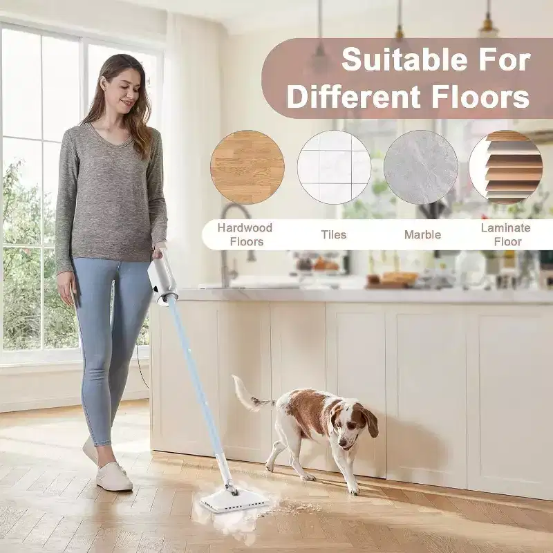 Teendow 6-in-1 Steam Mop, 1200W Steam Cleaner for Home, 2 Steam Modes, 400ML Water Tank, 23FT Cord, Multi-Surface Floor Steamer for Hardwood, Laminate