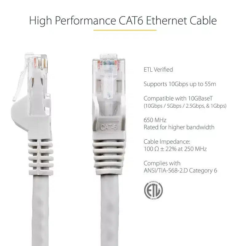 StarTech.com 14ft Gray Cat6 Patch Cable - N6PATCH14GR - Data and Networking Cables