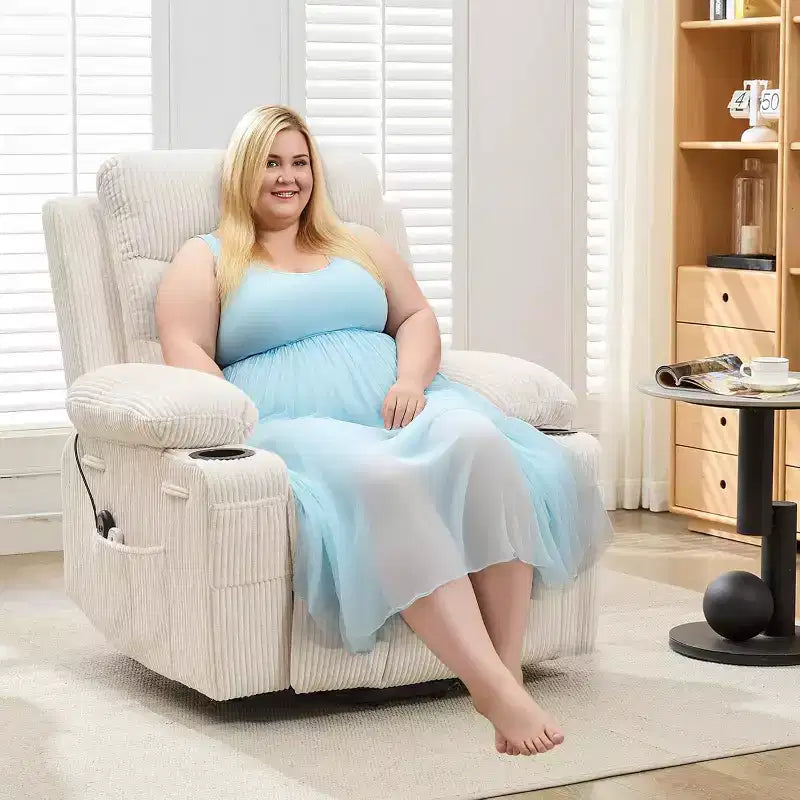 Lift Recliner Chair with Massage & Heat, Oversized Power Recliners, Home Theater Seat with 2 Cup Holders Side, Glider Reclining Single Sofa Chair