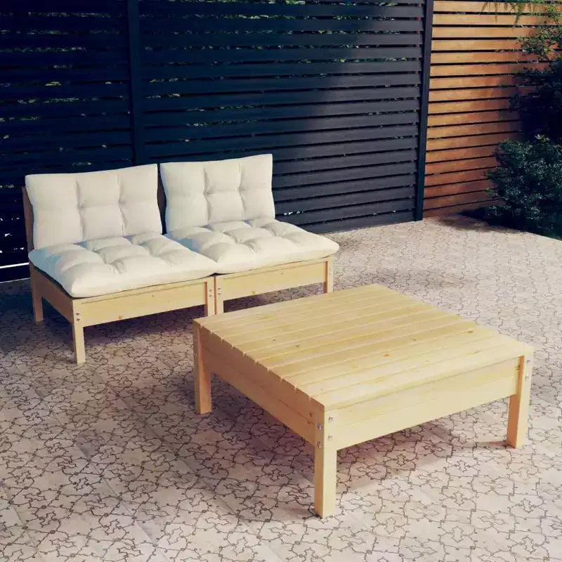 vidaXL Solid Pinewood Patio Lounge Set with Cushions Multi Colors