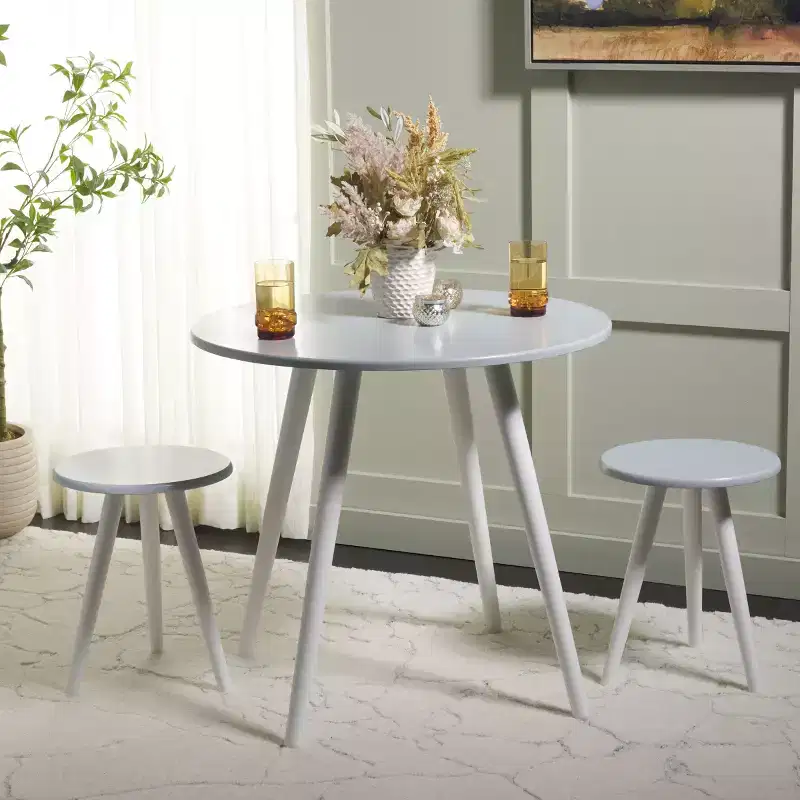 Whitman 3 Piece Dining Set - DNS1400A -Light Grey/White - Safavieh