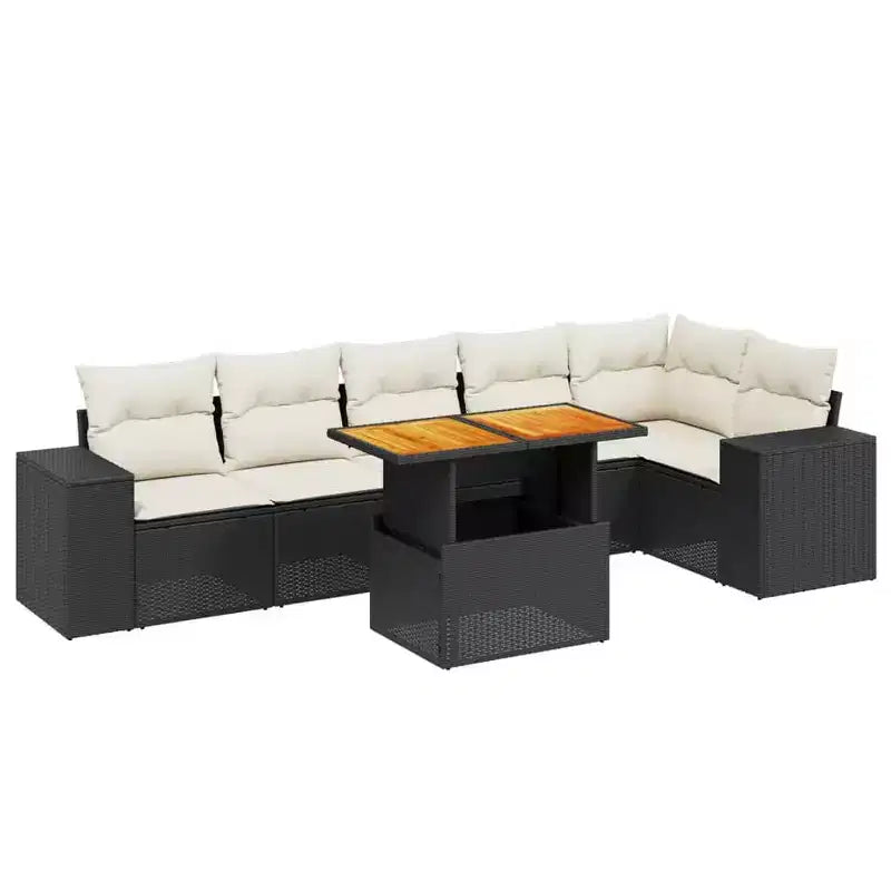 vidaXL Contemporary Garden Sofa Set in Poly Rattan with Cushions