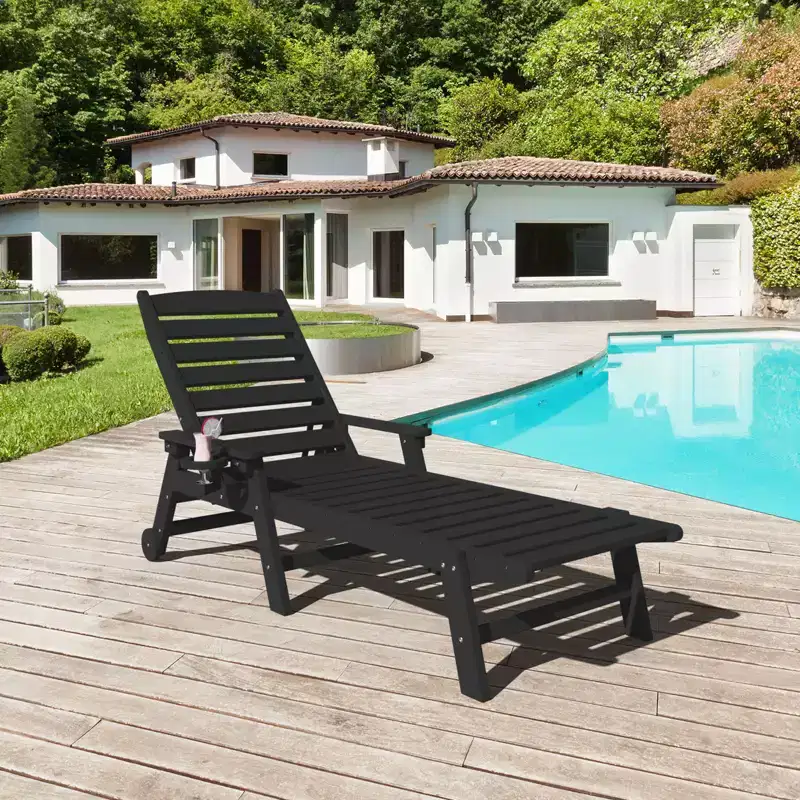 HYLEORY HDPE Outdoor Lounge Chair, 5-Level Adjustable Reclining Leisure Chair