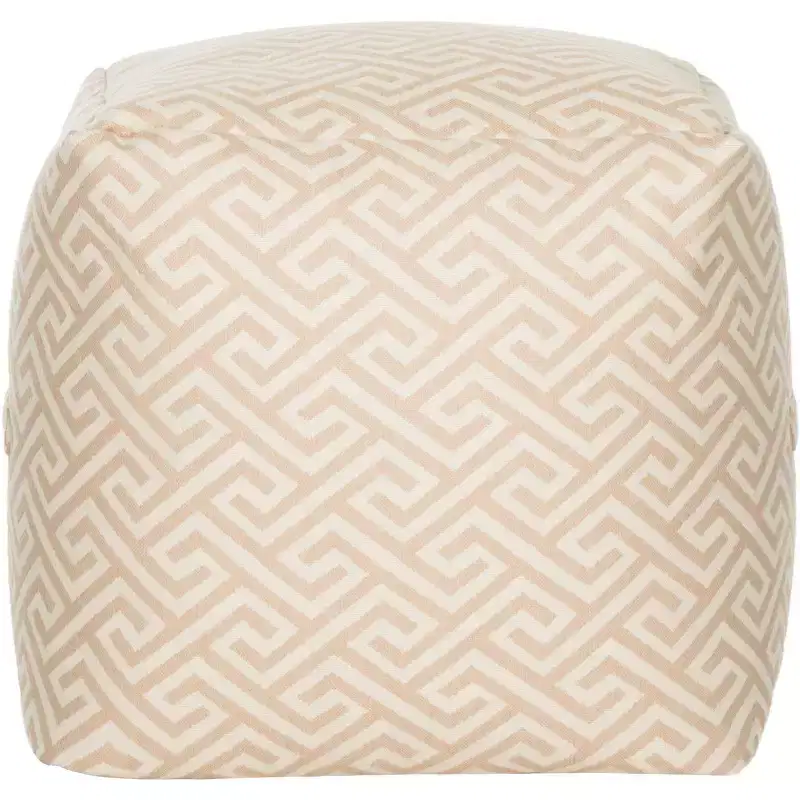 Valentina Fret Upholstered Pouf Ottoman
