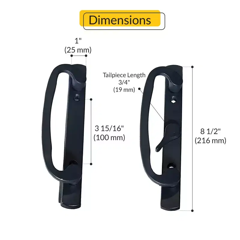 Brixwell 13-291b Patio Door Handle Center Latch Without With Key Type Black Finish