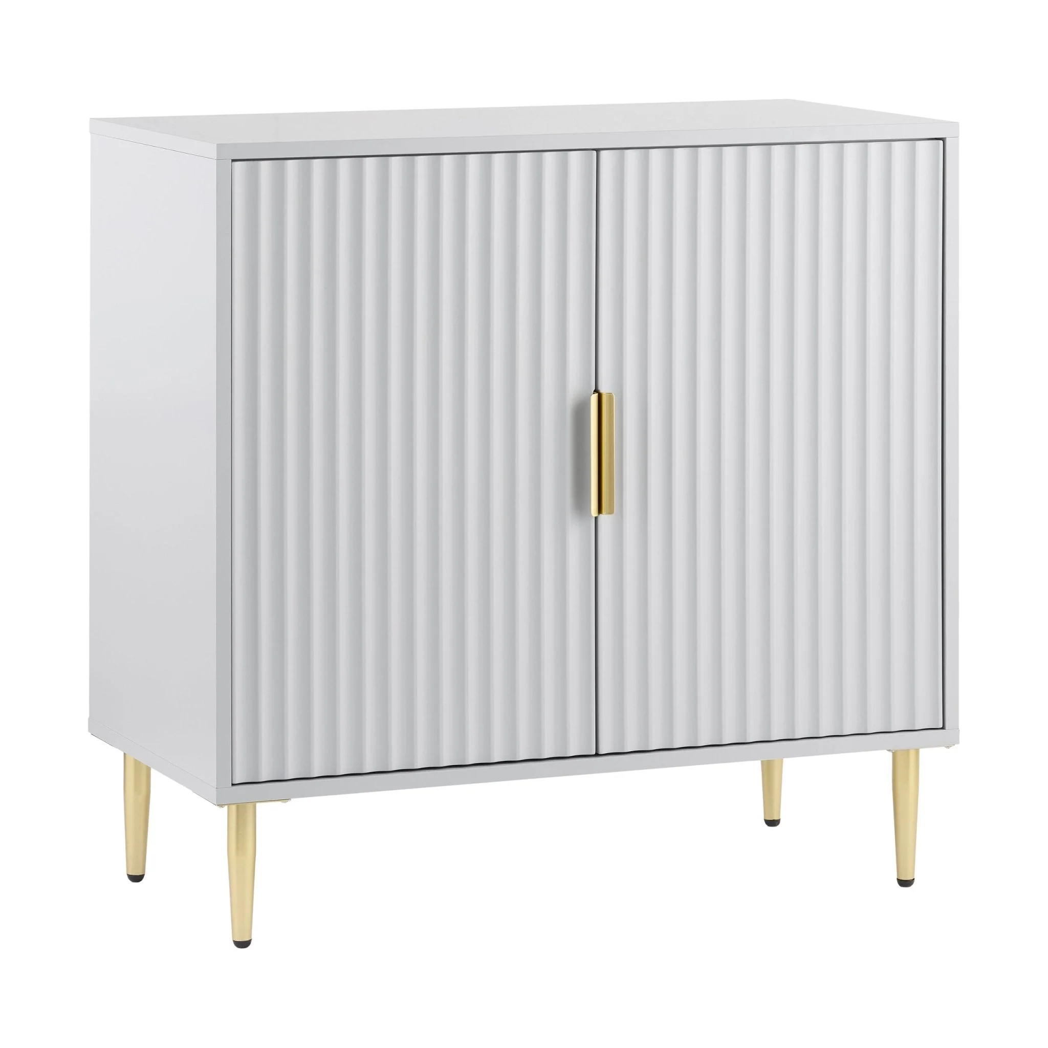 Contemporary Grey Painted Compact Sideboard with Gold Accents for Living Room