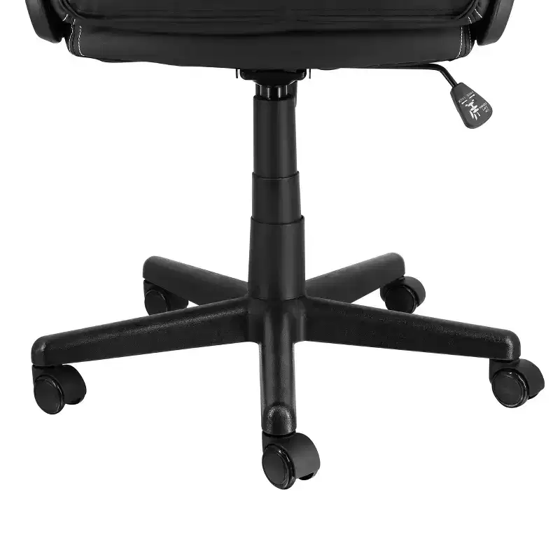 Elama High Back Adjustable Faux Leather and Mesh Office Chair in Black and Burgundy