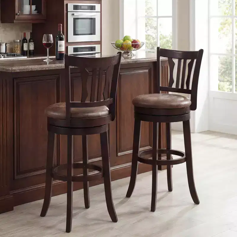 Costway 30 Bar Height Swivel Bar Stools Set of 4 w/Back & Faux Leather Seat