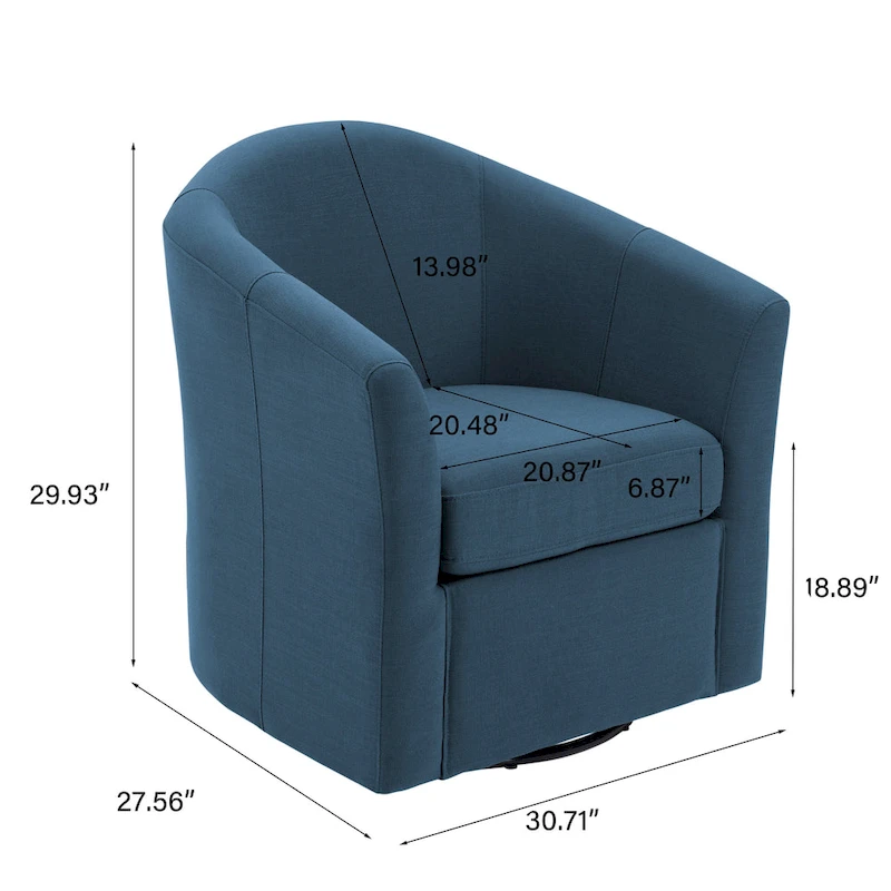 Ensemble de 2 fauteuils pivotants modernes rembourrés de style tonneau, fauteuils d'appoint pour salon