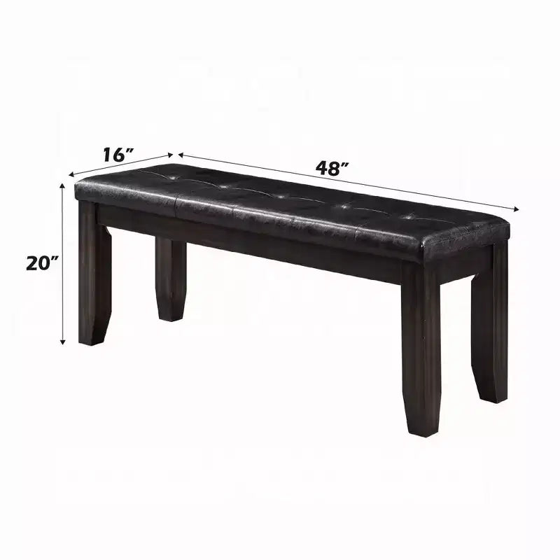 Royal Hampton Upholstered Tufted Wooden Bench with Chamfered Legs, Brown