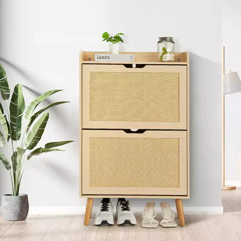 Shoe Storage Cabinet with Flip-Drawers - Ventilated & Odor-Resistant Organizer for 15-20 Pairs of Shoes, Anti-Tip Shoe Cabinet