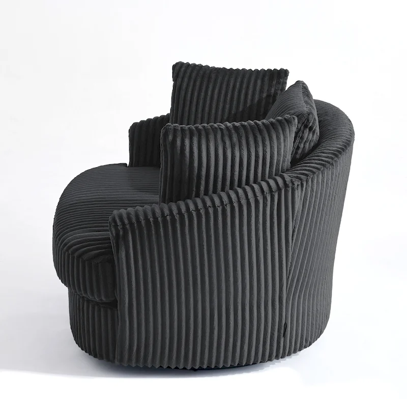 Fauteuil pivotant surdimensionné 43 W en velours côtelé pelucheux avec accoudoirs encastrés
