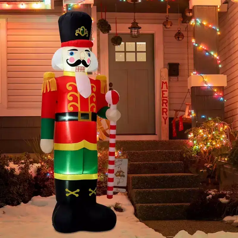 GOTGELIF 8FT Inflatable Christmas Nutcracker Soldier with LED Lights Outdoor Holiday Decoration