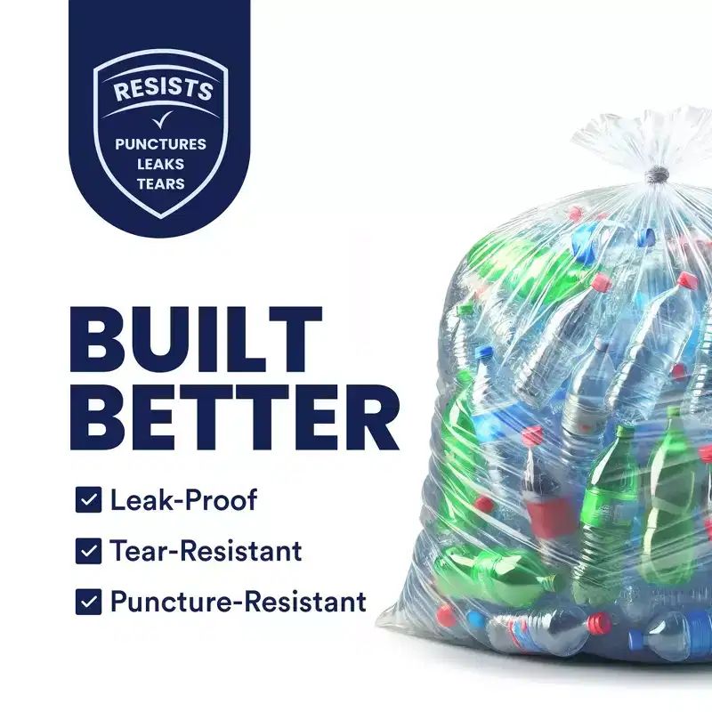 Plasticplace 55-60 Gallon Trash Bags, 1.5 Mil, Clear, 38 x 58 (50 Count)