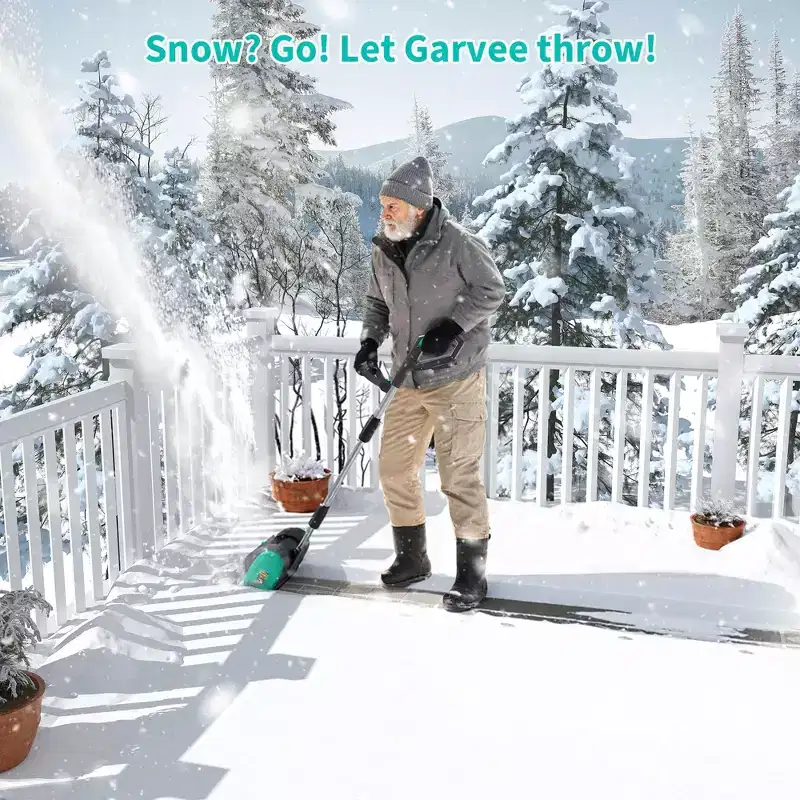 12 Snow Shovel - Snow Shovel for Driveway, 16.5 ft Snow Throwing Distance, Adjustable Handle, for Walkways Deck Stair Snow Removal