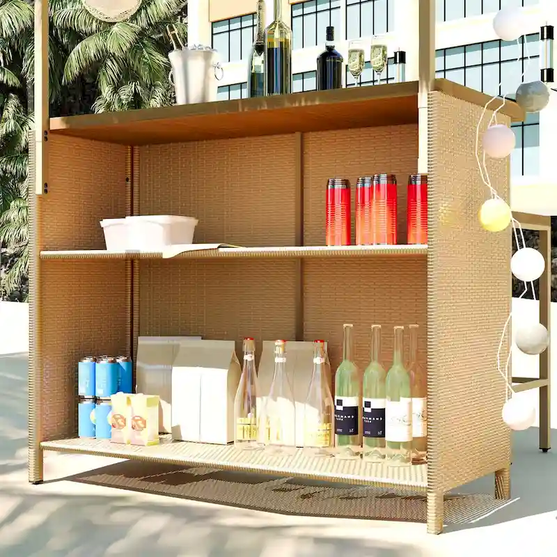 Hawaiian-style Bar Height Patio Set