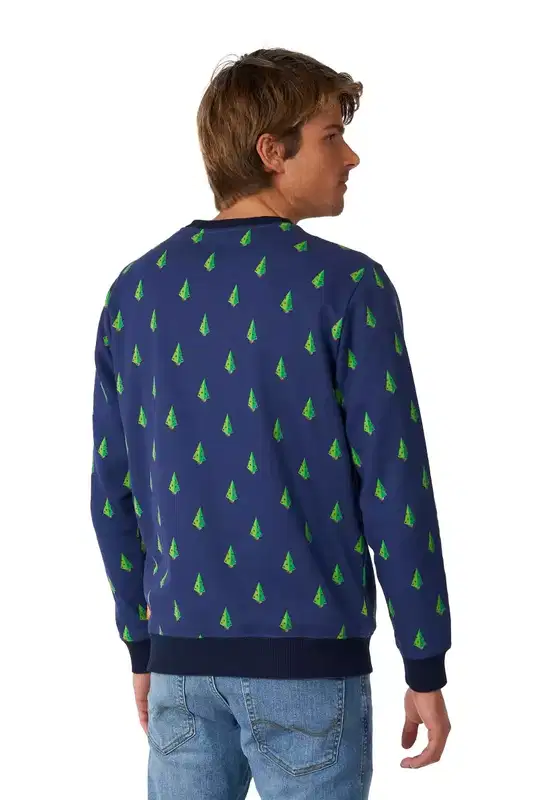 OppoSuits Men's Christmas Sweater - Treedee - Blue