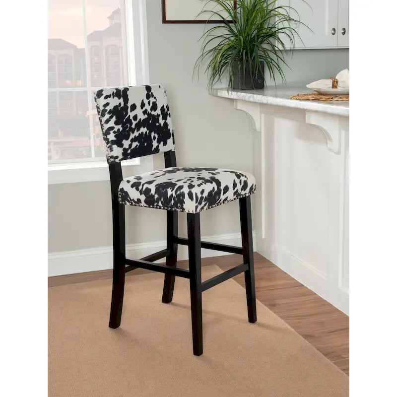Black cow print bar stools
