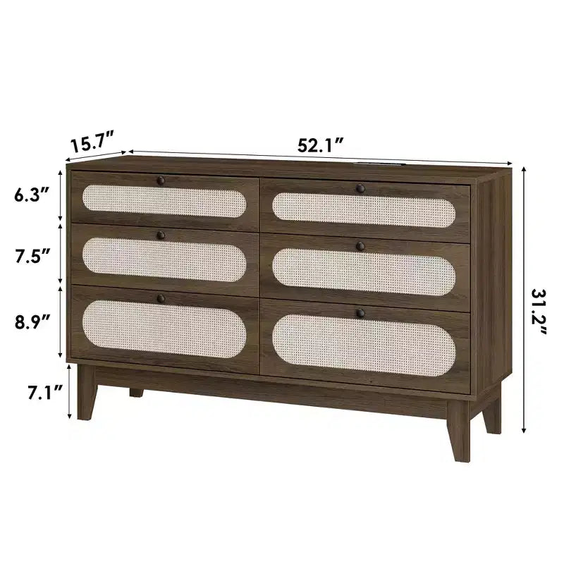Medieval Style Coffee Table with Sliding Roller Shutters, Round Groove Storage Side Table, Gold Handles, for Living Room, Natural Color