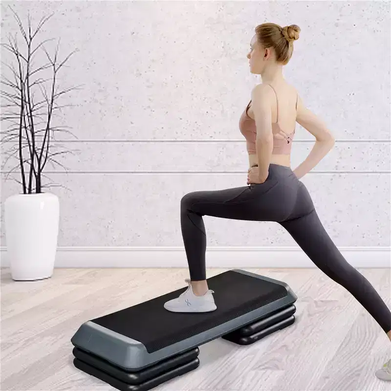 Yaheetech Adjustable Aerobic Stepper w/ Risers, 3 Adjustable Heights, Gray