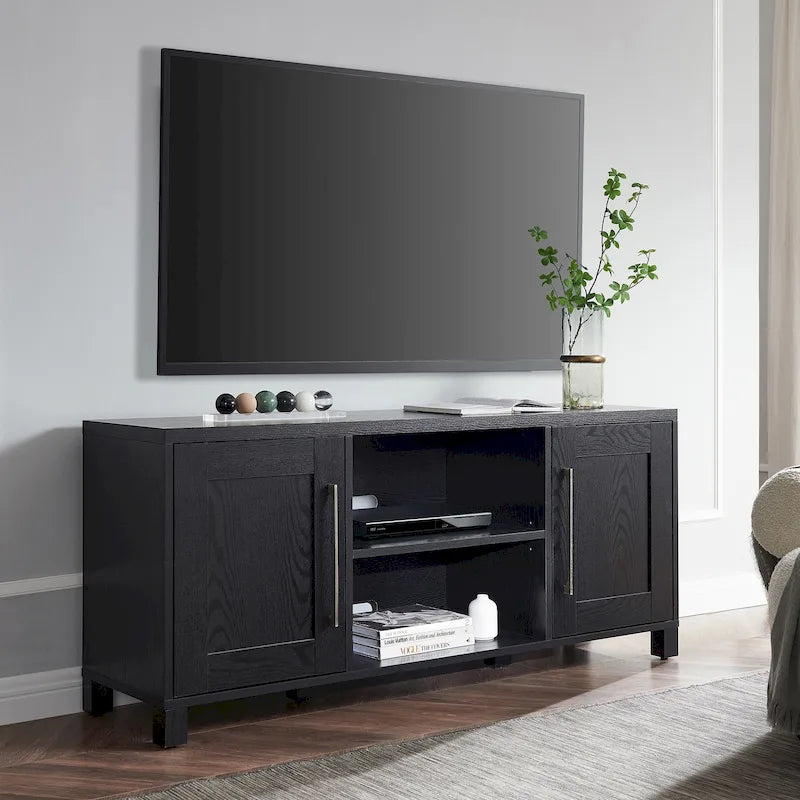 58 TV Stand with Enclosed Cabinets and Adjustable Shelves