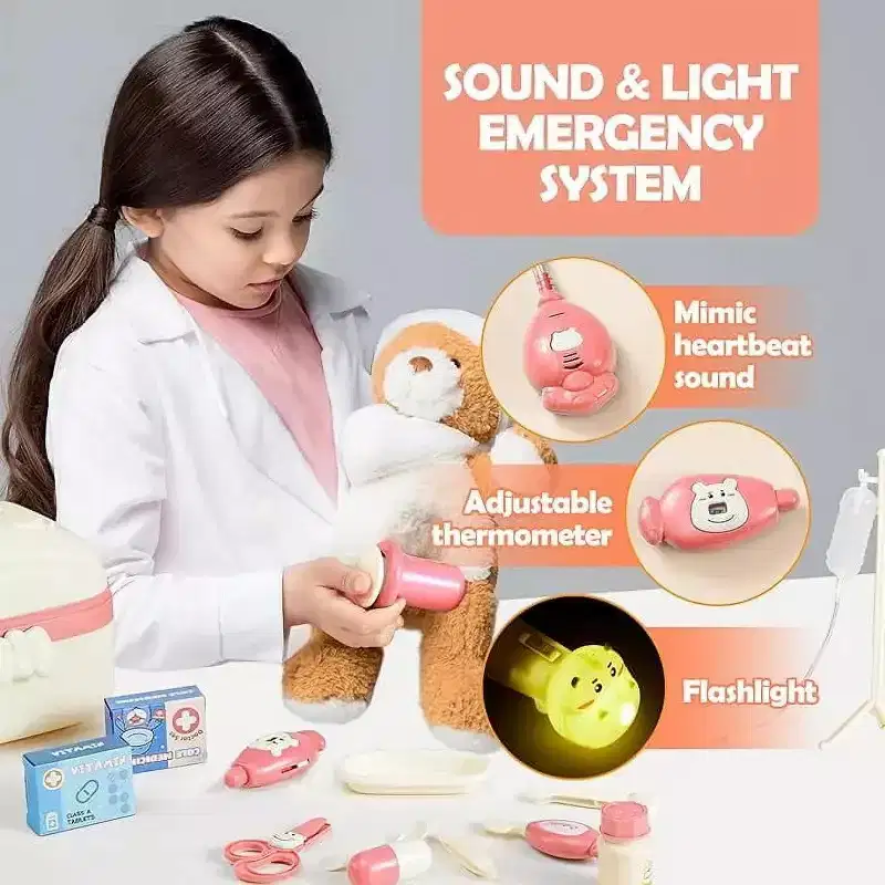 WOPET 31-Piece Pretend Play Doctor Kit for Kids, Toddler Doctor Playset with Accessories, Role-Play Toy Gift for Boys & Girls Ages 3 and Up