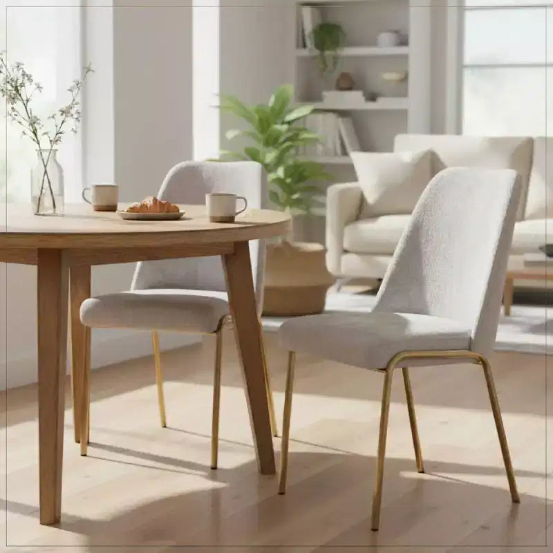 LeisureMod Lumen Dining Chair  Modern Upholstered Kitchen Chair with Gold Steel Legs, Ergonomic Accent Chair