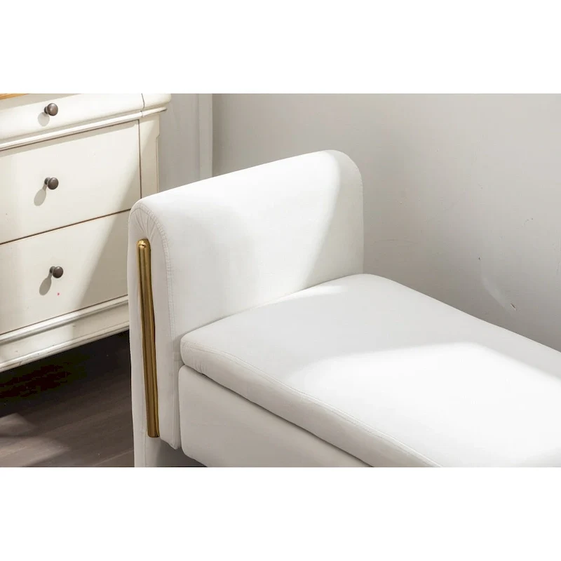 Velvet Storage Bench with Metal Trim