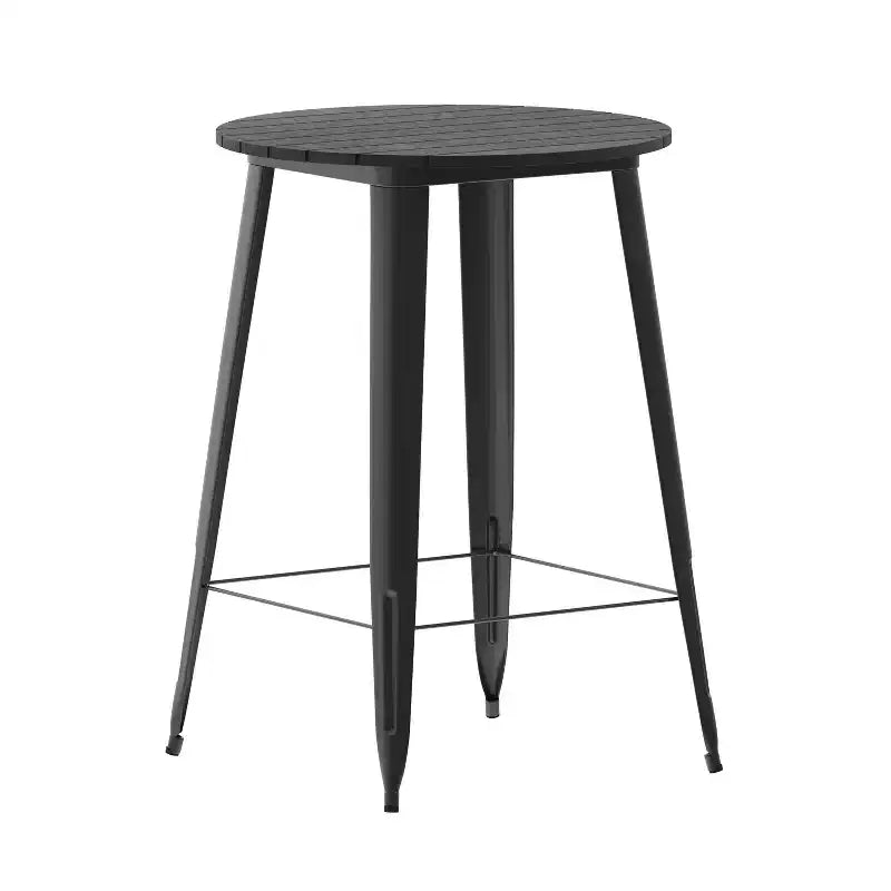 Flash Furniture Declan Commercial Indoor/Outdoor Bar Top Table, 30 Round All Weather Poly Resin Top with Steel base