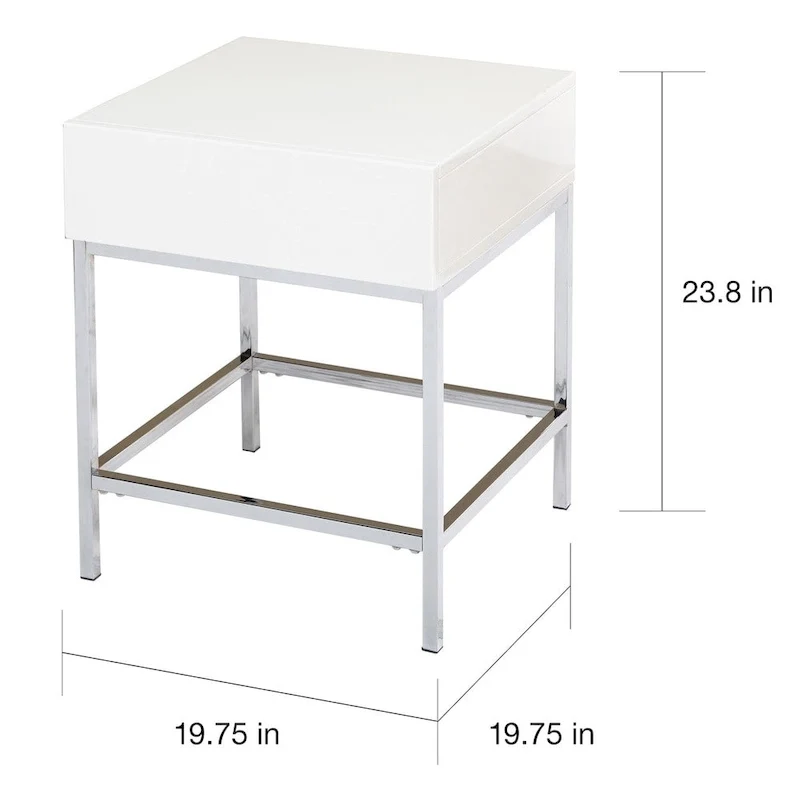 White Metal High-Gloss End Table