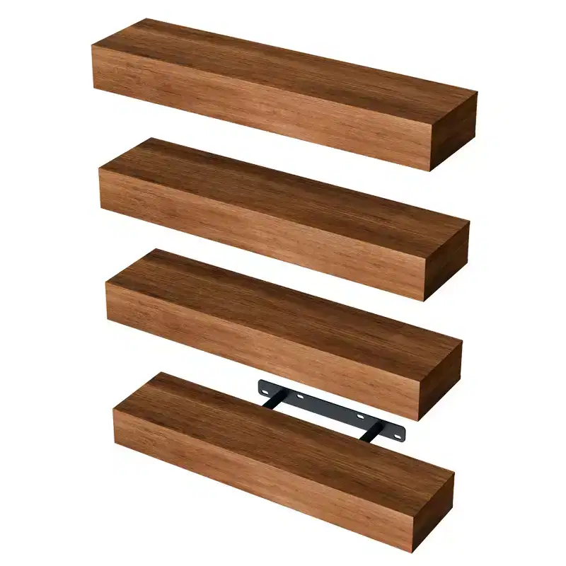 Set of 4 Wooden Floating Wall Shelves for Bathroom, Kitchen, Living Room (Set of 4)