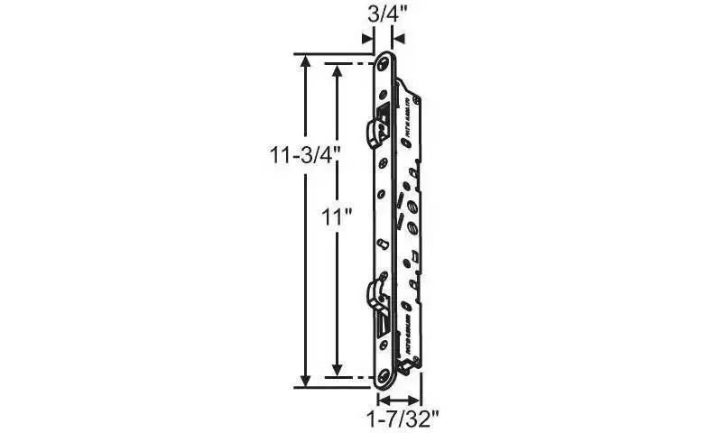 Brixwell Mortise Two Point Lock with Faceplate, 11-3/4 Height, 11 Center to Center, 3/4 Faceplate Width, Stainless Steel Finish