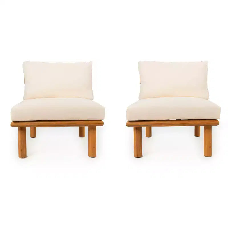 Christopher Knight Home Claire Modern Outdoor Acacia Wood Chair with Thick Cushions (Set of 2)
