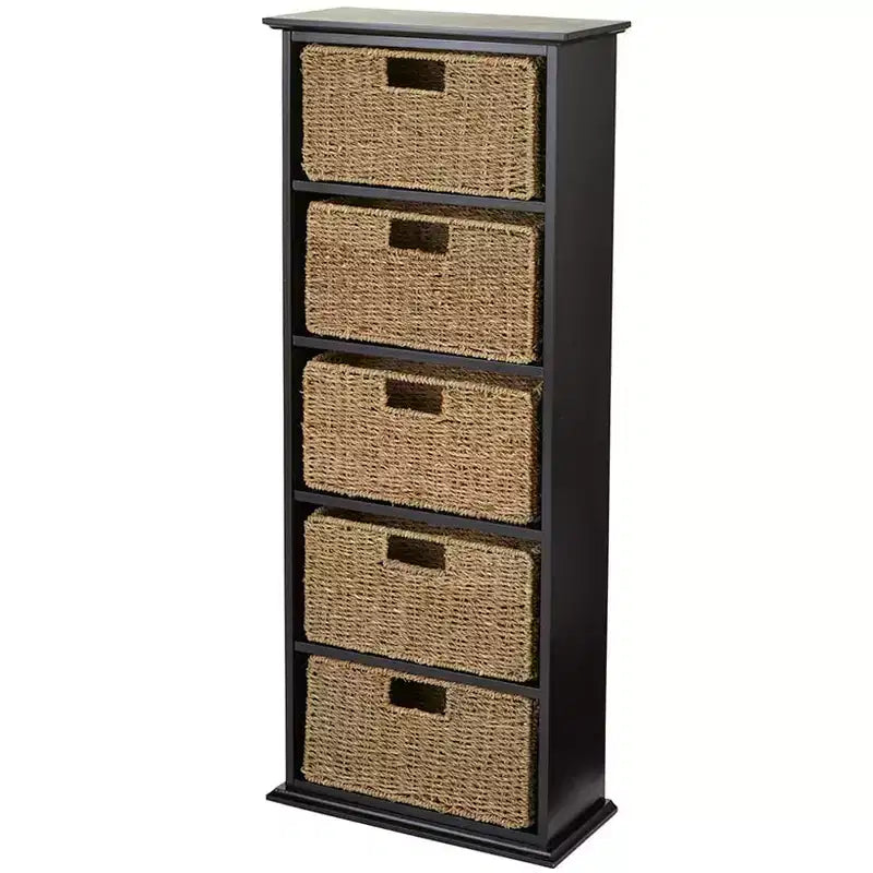 Wooden Shelving Unit with Seagrass Drawers