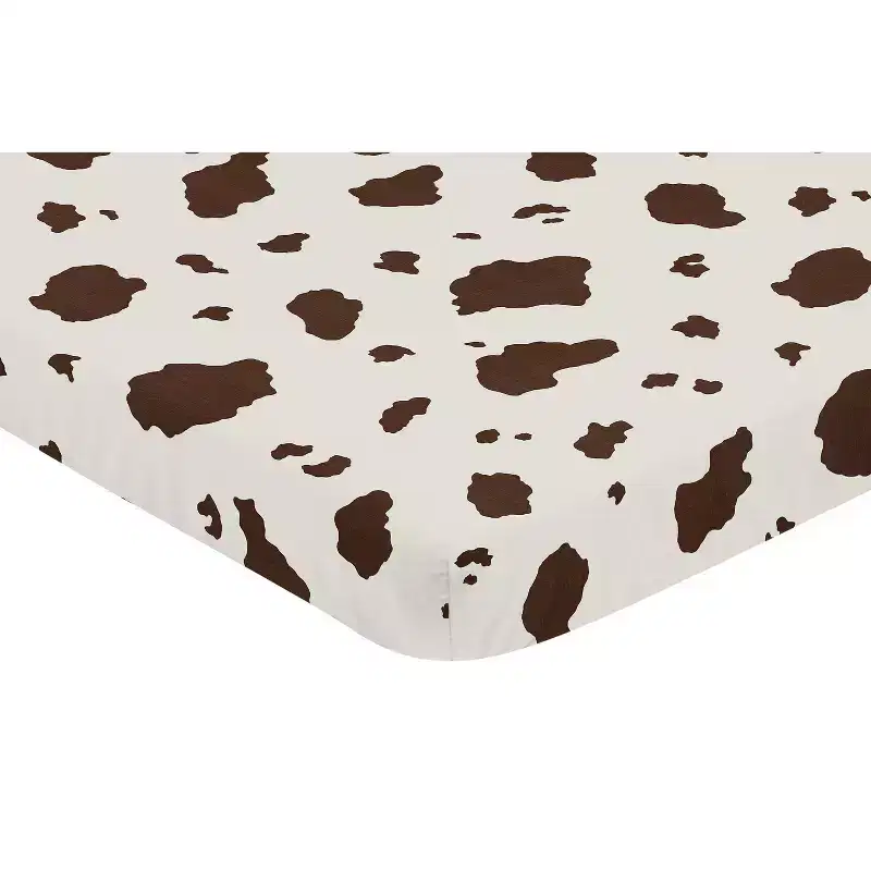 Sweet Jojo Designs Gender Neutral Unisex Baby Fitted Mini Crib Sheet Western Cowgirl Brown Off White