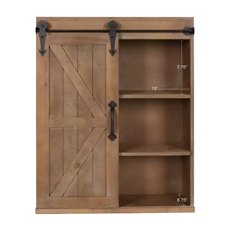 Decorative Wall Storage Cabinet with Sliding Barn Door Rustic Brown - Kate & Laurel All Things Decor