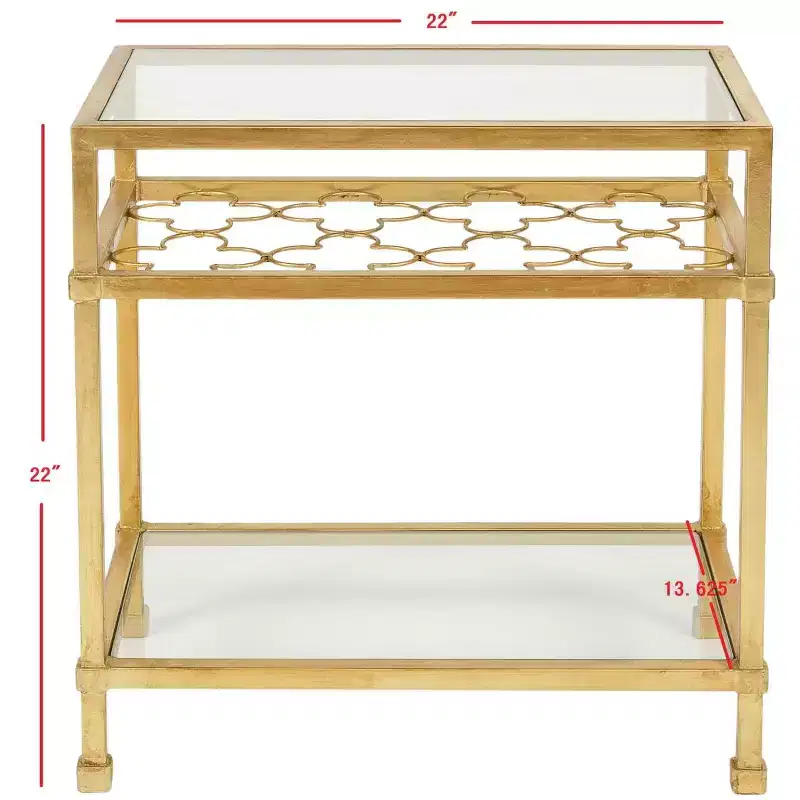 Hanzel Gold Leaf Glass Side Table - AMH8312 - Safavieh Couture