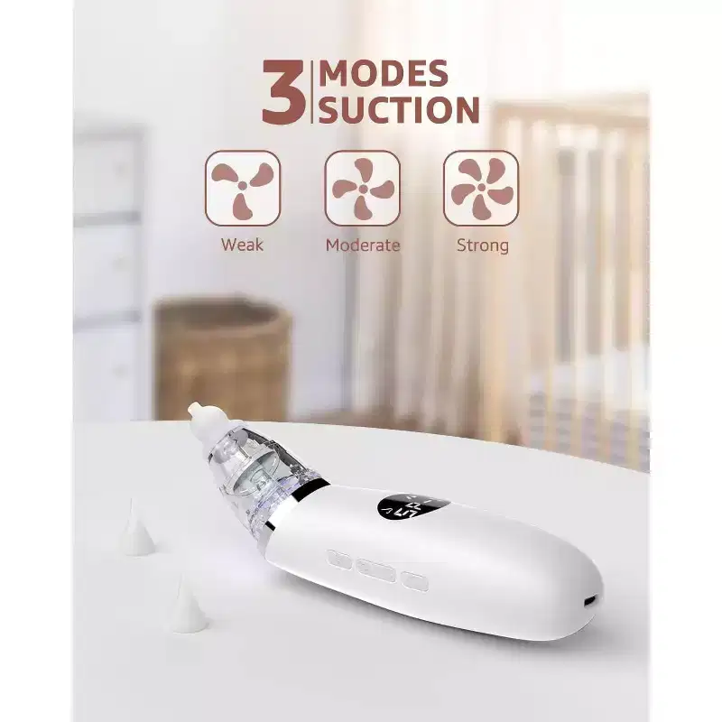 GROWNSY Nasal Aspirator for Baby, Nose Sucker for Toddler, Ergonomic Booger Sucker with 3 Silicone Tips, Music & Light Function