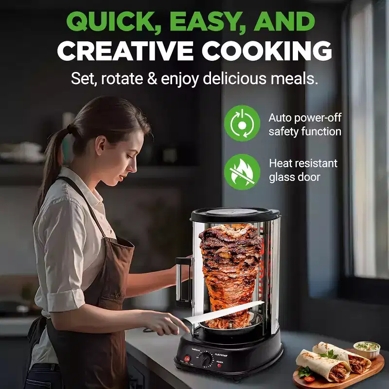 NutriChef Vertical Rotisserie Oven - Rotating Kebob Cooker, 22+ Qt, 1500W, Adjustable Timer