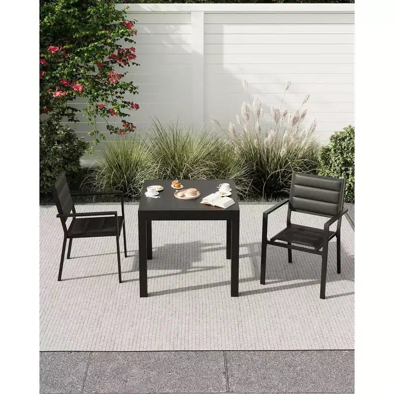 Patio Stackable Chairs Set of 4, Outdoor Aluminum Stacking Dining Chairs with Breathable Textilene Farbic for Outdoor, Patio, Deck, Backyard