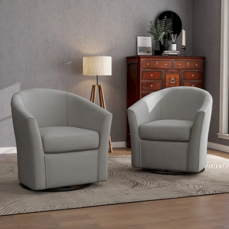 Ensemble de 2 fauteuils pivotants modernes rembourrés de style tonneau, fauteuils d'appoint pour salon