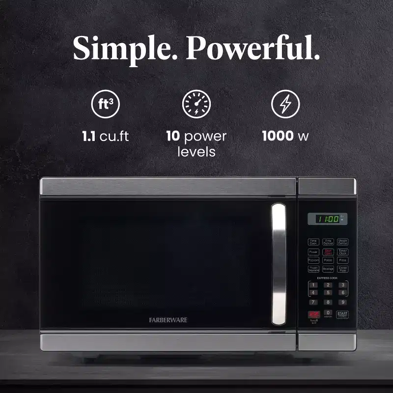 Farberware Professional 1.1 Cu. Ft. 1000-Watt Microwave Oven, Stainless Steel