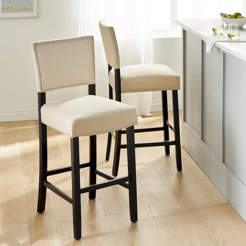 Mayfield Contemporary Linen Barstool (Set of 2) by Christopher Knight Home - 22.25 D x 18.50 W x 44.50 H