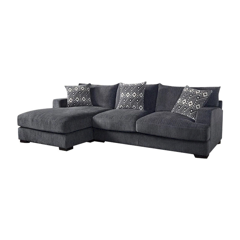 L-Shaped Chenille Sectional Sofa - Gray