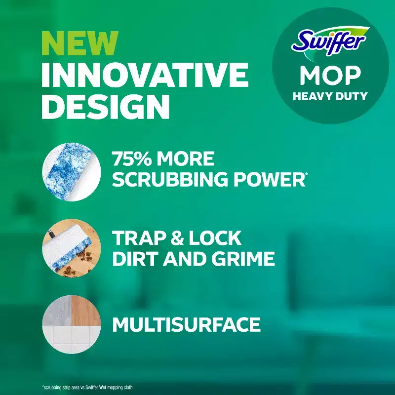 Swiffer Sweeper Heavy Duty Multi-Surface Wet Cloth Refills for Floor Mopping and Cleaning - Fresh scent - 20ct: Cotton Material