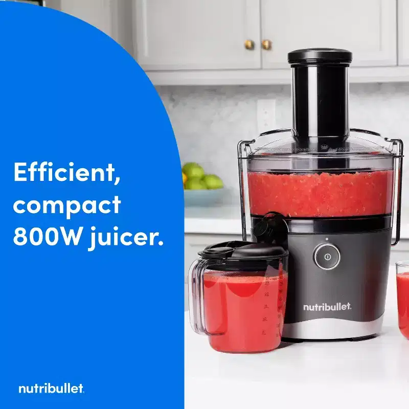 NutriBullet 2-Speed Electric Juicer - Gray: Stainless Steel, 800W, 3" Feed Chute, Dishwasher-Safe Parts