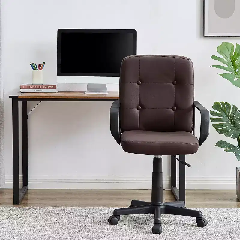 VECELO Home Office Desk Chair with Armrests, Mid Back Adjustable Height