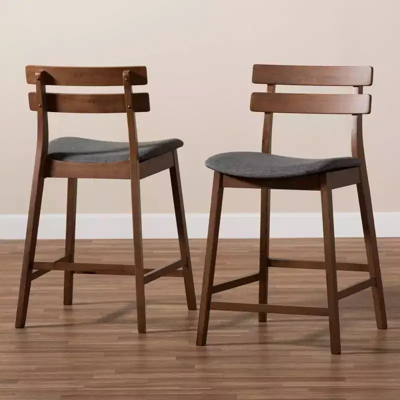 Set of 2 Larine Wood Counter Height Barstools - Baxton Studio