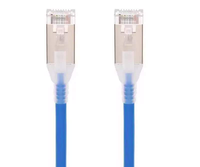 Monoprice Cat6A Ethernet Patch Cable - 2 Feet - Blue | Snagless, Double Shielded, Component Level, CM, 30AWG - SlimRun Series