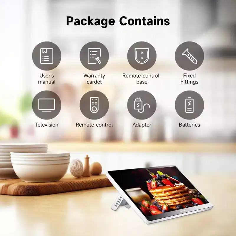 SYLVOX 15.6 Smart Kitchen TV, 1080P FHD Flip-Down Under Cabinet TV, Newest Google TV with App Store, Google Assistant, 12-Volt Smart TV for Kitchen